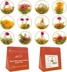 12 Piezas de Té Floreciente: Mezcla de Té Verde con Flores