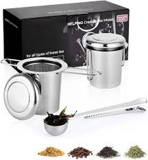 Filtros de Té UNIDEAL con Tapa y Cuchara - 2 Piezas
