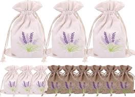 Bolsas de Tela de Lavanda Bordadas