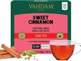 Té Masala Chai de Canela Dulce VAHDAM - 100 Bolsitas Piramidales
