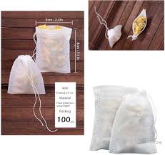Bolsitas de Té Desechables - 100 Pcs con Cordón