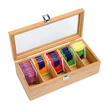 Caja de Té de Bambú Multifuncional con 5 Compartimentos