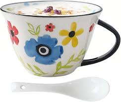 Taza de Cerámica NIUKOMY con Cuchara para Desayuno