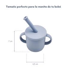 Vaso de Silicona Sin BPA para Bebés con Asas y Pajita