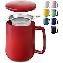 Taza de Té Cerámica con Filtro y Tapa - 500ml