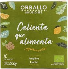 Infusión Ecológica "Calienta que Alimenta" de Jengibre y Limón - Orballo