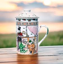 Taza de Té Cerámica con Tapa y Colador