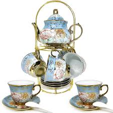 Juego de Té de Cerámica Azul - 20 Piezas