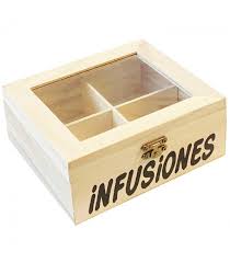 Caja de Madera para Infusiones con 4 Compartimentos