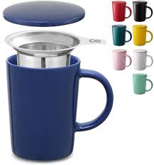 Taza de Té Cerámica Cosumy con Colador y Tapa - 400 ml