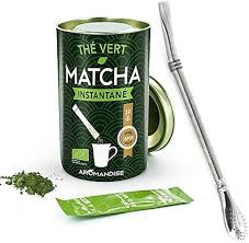 Té Matcha Instantáneo en Bolsitas con Pajita de Acero Inoxidable